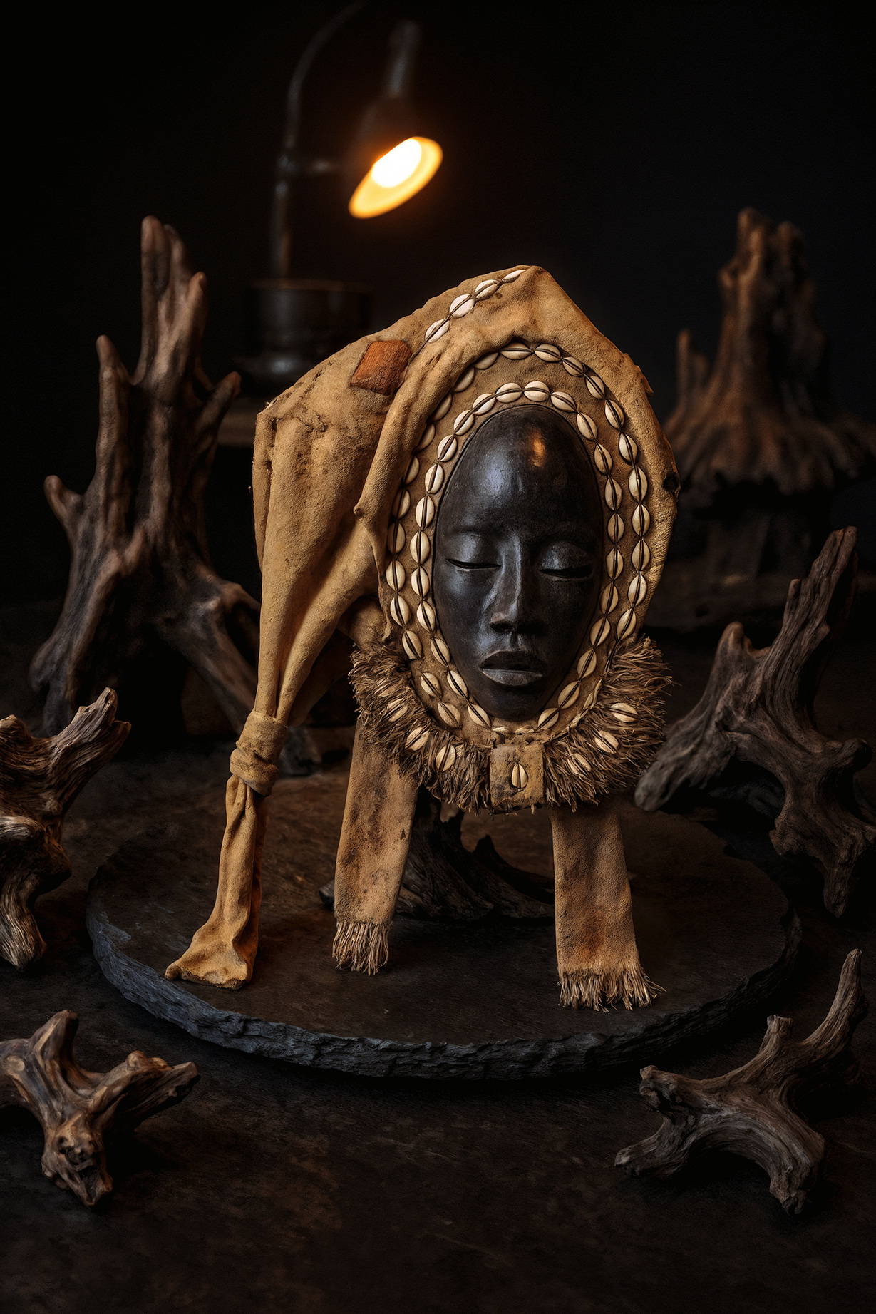 Traditional African mask from Jan and Kristina Engels' collection featured in Anima Mundi